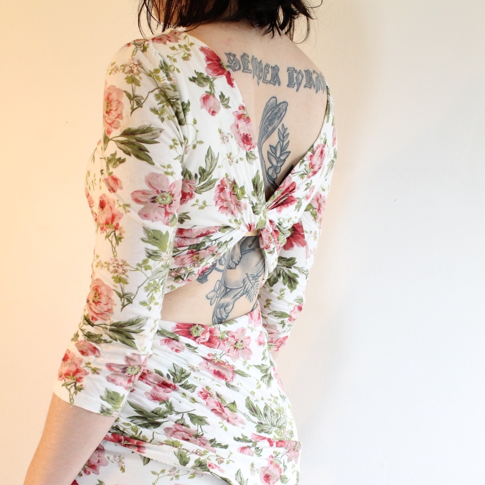 Floral BodyCon Dress With Cutouts